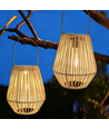Solar Rattan Lantaarn – Boho tuinlamp met automatische aan/uit functie, IP44