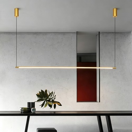 126cm dimbare eettafellamp - Goud, 18W LED, incl. draadophanging
