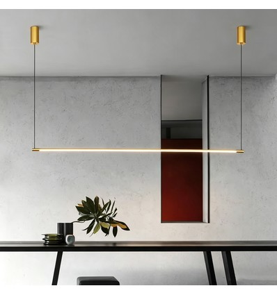 Gouden eettafellamp 126cm - 18W LED, 2800K, incl. draadophanging