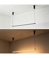 Zwarte eettafellamp 126cm - 18W LED, 2800K, incl. draadophanging