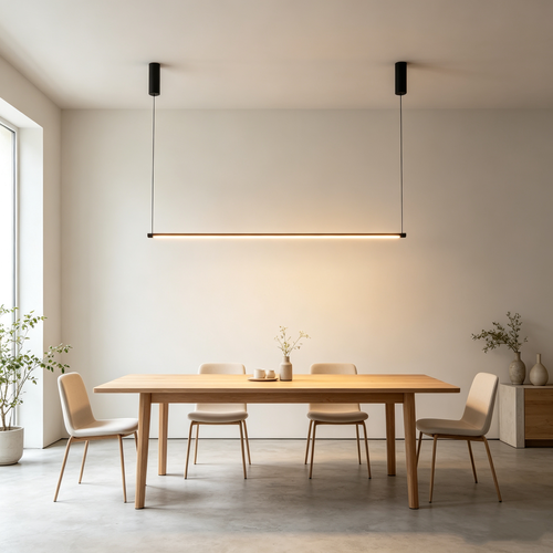 126cm dimbare eettafellamp - Zwart, 18W LED, incl. draadophanging