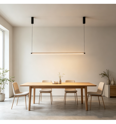 126cm dimbare eettafellamp - Zwart, 18W LED, incl. draadophanging