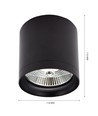 Plafondlamp voor AR111 GU10 - Zwart, Ø11,8cm, 11cm hoog, aluminium, zonder lichtbron