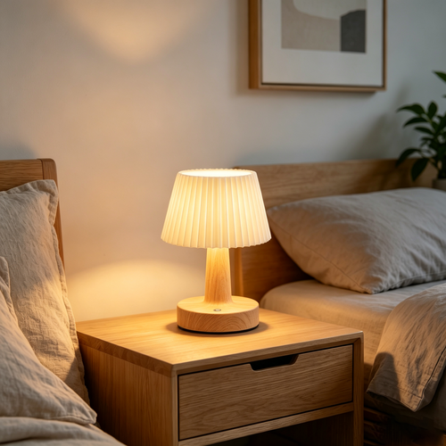 Oplaadbare LED tafellamp - Stof, touch dimbaar, CCT, IP20