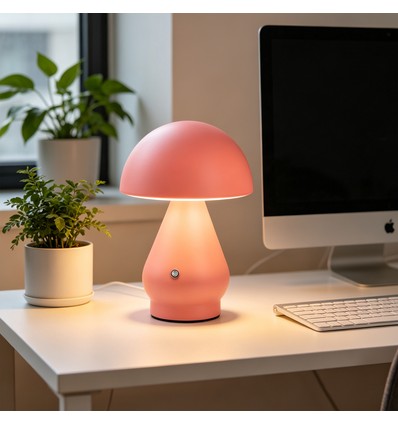 Oplaadbare LED tafellamp - Roze, Ø15cm, 22cm hoog, touch dimbaar, 3-in-1, IP20 binnen