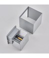 6W CUBIC PRO wandlamp - IP65, zilvergrijs, doorlusbaar, verstelbaar, vierkant, op/neer, binnen/buiten, incl. lichtbron