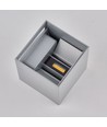 6W CUBIC PRO wandlamp - IP65, zilvergrijs, doorlusbaar, verstelbaar, vierkant, op/neer, binnen/buiten, incl. lichtbron