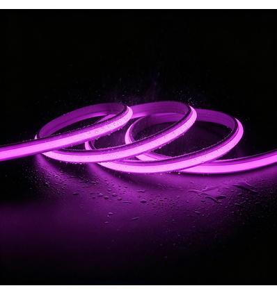 5m 9W/m Paarse Slim COB strip - 230V, IP67 waterdicht, 296 LED, inkortbaar per 10cm