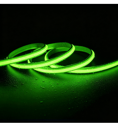 5m 9W/m Groene Slim COB strip - 230V, IP67 waterdicht, 296 LED, inkortbaar per 10cm