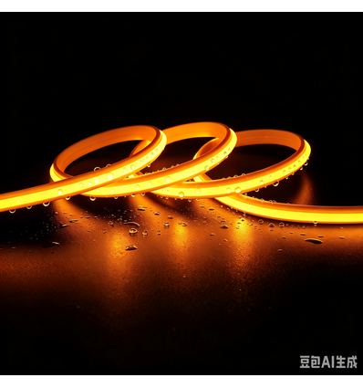 5m 9W/m Gele Slim COB strip - 230V, IP67 waterdicht, 296 LED, inkortbaar per 10cm