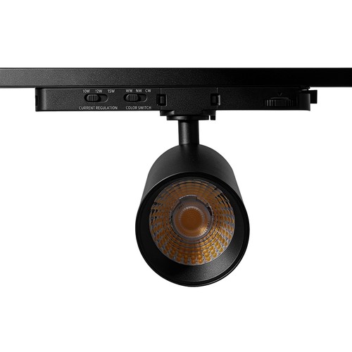 10-14W 3-fasen CCT Triac spanningsrailspot - RA93, instelbare CCT & Watt, zwart