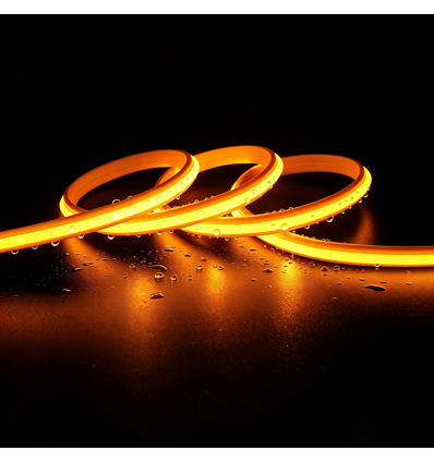 5m 9W/m Gele Slim COB strip - 230V, IP67 waterdicht, 296 LED, inkortbaar per 10cm