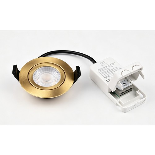 7W Ø8,3cm DimToWarm+CCT inbouwspot dimbaar RA96 - Gat: Ø6,8 cm, Afm: Ø8,3 cm, Goud