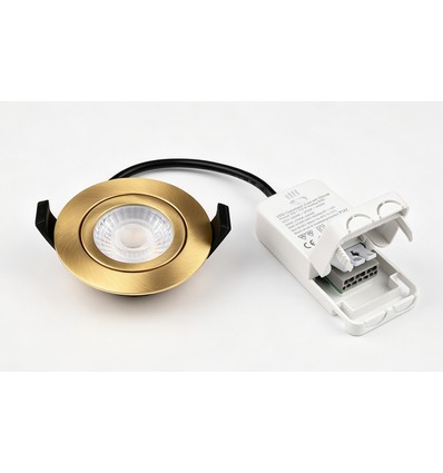 7W Ø8,3cm DimToWarm+CCT inbouwspot dimbaar RA96 - Gat: Ø6,8 cm, Afm: Ø8,3 cm, Goud