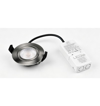 7W Ø8,3cm DimToWarm+CCT inbouwspot dimbaar RA96 - Gat: Ø6,8 cm, Geborsteld staal