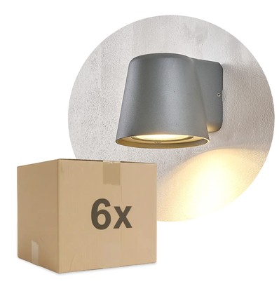 6 st. Avero GU10 Wandlamp Grijs - IP65, zonder lichtbron