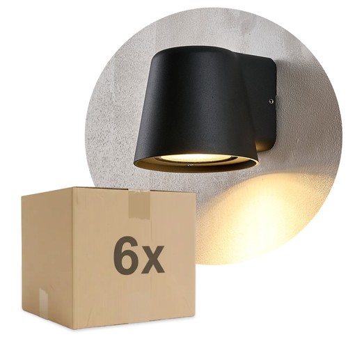 6 st. Avero GU10 Wandlamp Zwart - IP65, zonder lichtbron