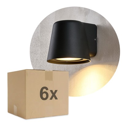6 st. Avero GU10 Wandlamp Zwart - IP65, zonder lichtbron