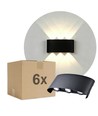 6 st. 6W CURVE wandlamp - IP65, zwart, up/down, buiten, incl. lichtbron