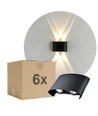 6 st. 4W CURVE wandlamp - IP65, zwart, up/down, buiten, incl. lichtbron