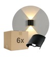 6 st. 2W CURVE wandlamp - IP65, zwart, up/down, buiten, incl. lichtbron
