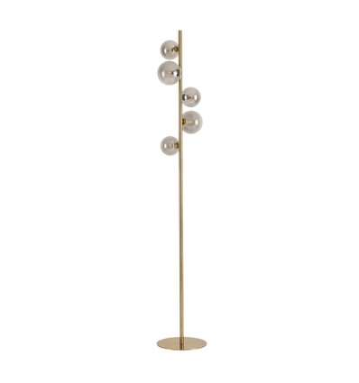 Oliva 5xG9 vloerlamp brons - 160cm, rookglas, zonder lichtbron