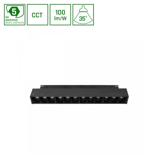 LEDlife 12W System Shift Grid S railspot - CCT switch, 40 graden, 2-fase, zwart