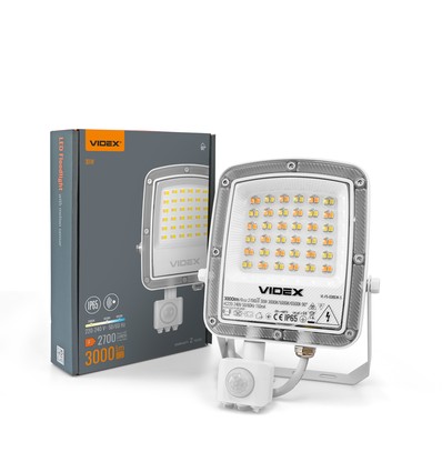 30W LED-breedstraler met sensor - CCT, IP65, PIR-bewegingssensor, zwarte behuizing