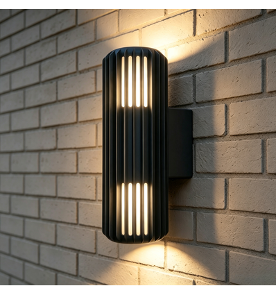 FYRON Duo up/down wandlamp, Zwart - E27, IP54, buiten