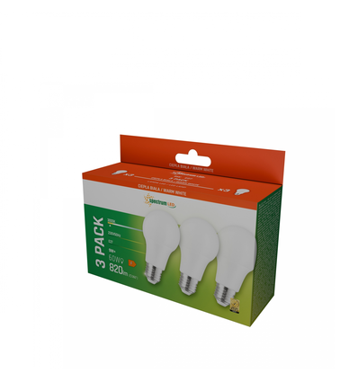 3-pak E27 9W LED-lamp - Warm wit