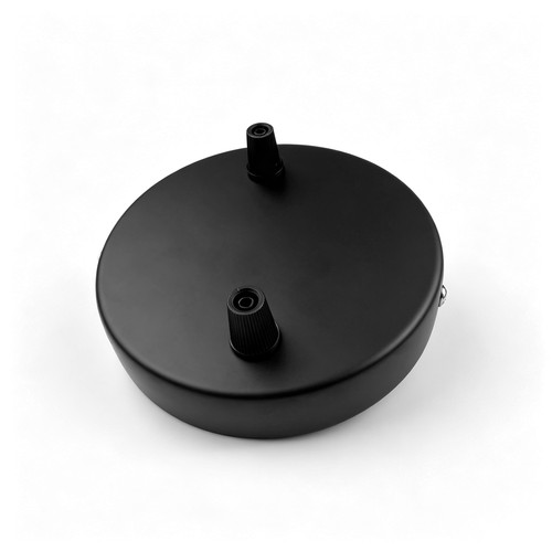 Plafondkap in zwart - Ø12cm, hoogte 2,5cm, 2 gaten, plafondrozet