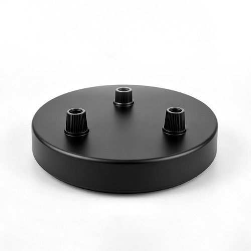 Plafondkap in zwart - Ø12cm, hoogte 2,5cm, 3 gaten, plafondrozet