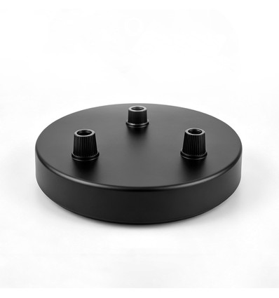 Plafondkap in zwart - Ø12cm, hoogte 2,5cm, 3 gaten, plafondrozet