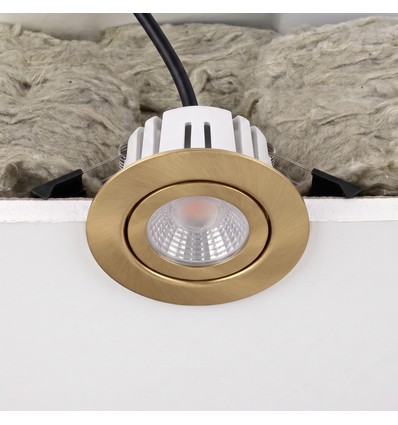 7W RA96 CCT + DimToWarm inbouwspot voor isolatie - dimbaar, Gat: Ø6,8 cm, Afm: Ø9,3 cm, goud