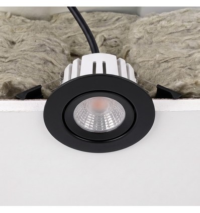 7W RA96 CCT + DimToWarm inbouwspot voor isolatie - Dimbaar, Gat: Ø6,8 cm, Afm: Ø8,3 cm, zwart