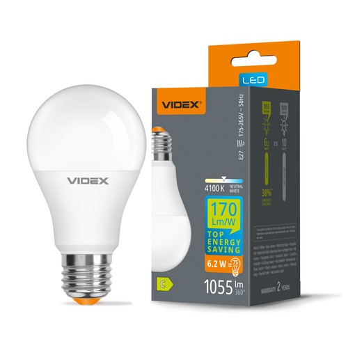 E27 6,2W LED lamp - A60, neutraal wit