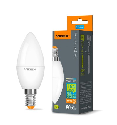 E14 4,9W LED kaarslamp - C37, neutraal wit