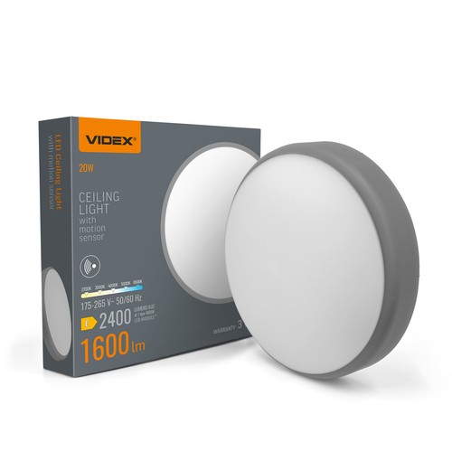 Plafondlamp met bewegingssensor - 20W, 5CCT, witte rand