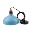 BIRK Petroleumblauw Ø24cm pendellamp - E27 fitting, 2m snoer, metaal / hout