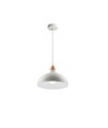 BIRK Wit Ø19cm pendellamp - E27 fitting, 2m snoer, metaal / hout