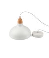 BIRK Wit Ø24cm pendellamp - E27 fitting, 2m snoer, metaal / hout