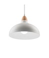 BIRK Wit Ø24cm pendellamp - E27 fitting, 2m snoer, metaal / hout