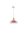 BIRK Roze Ø19cm pendellamp - E27 fitting, 2m snoer, metaal / hout