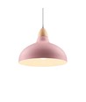 BIRK Roze Ø24cm pendellamp - E27 fitting, 2m snoer, metaal / hout