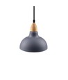 BIRK Blauw Ø19cm pendellamp - E27 fitting, 2m snoer, metaal / hout