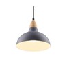 BIRK Blauw Ø19cm pendellamp - E27 fitting, 2m snoer, metaal / hout