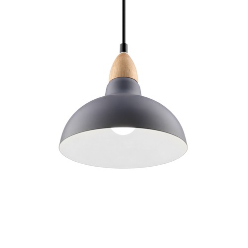 BIRK grijsblauw Ø24cm hanglamp - E27 fitting, 2m snoer, metaal / hout