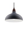 BIRK Grijs Ø24cm pendellamp - E27 fitting, 2m snoer, metaal / hout