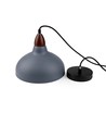 BIRK Grijs Ø19cm pendellamp - E27 fitting, 2m snoer, metaal / hout