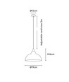 BIRK Grijs Ø19cm pendellamp - E27 fitting, 2m snoer, metaal / hout